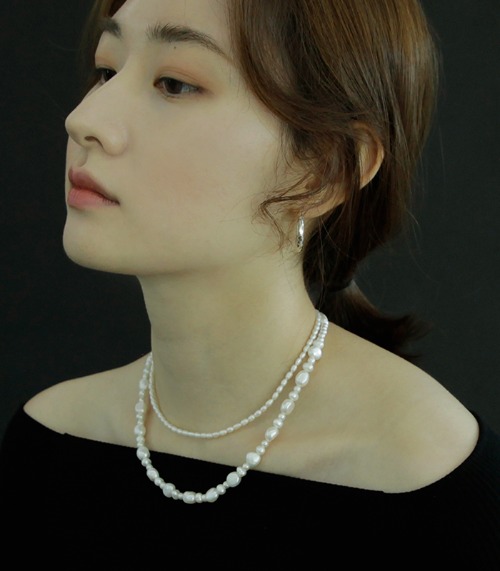 Middle pearl N &amp; Basic pearl N SET (925Silver)