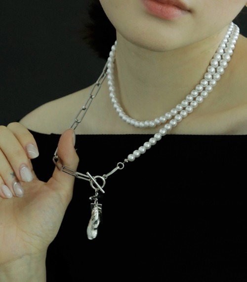 Chain&amp;stone pearl N