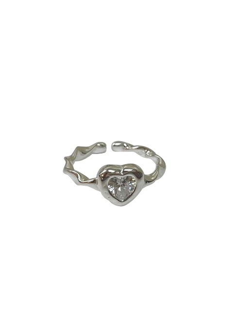 [Ring] White heart Ring-925silver
