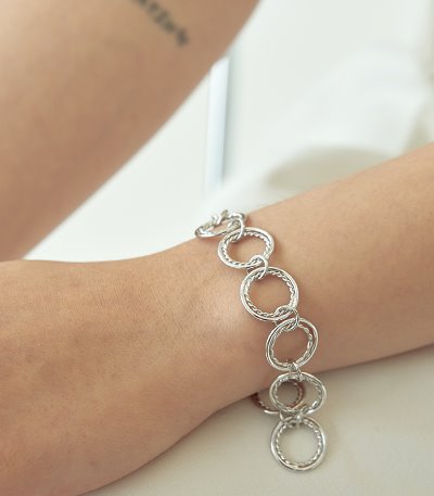twin circle bracelet-silver
