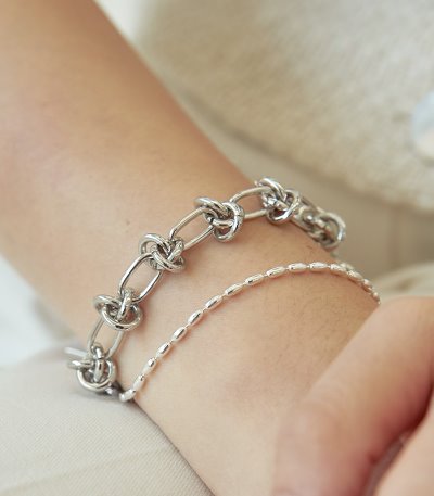 twist chain bracelet-silver