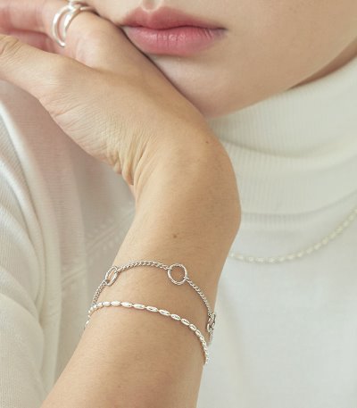 mini circle line bracelet-silver