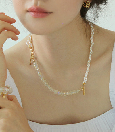 Gold tie pearl beads N