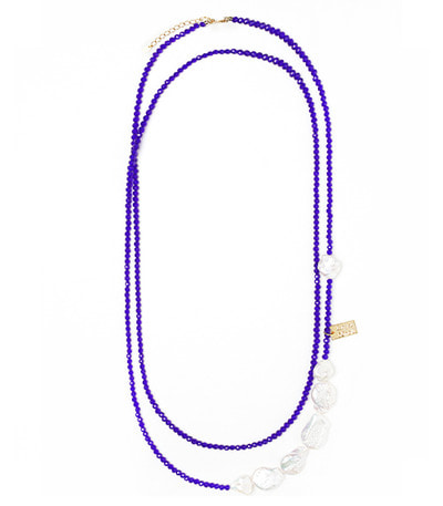 [Pearl] Blue stone long Necklace