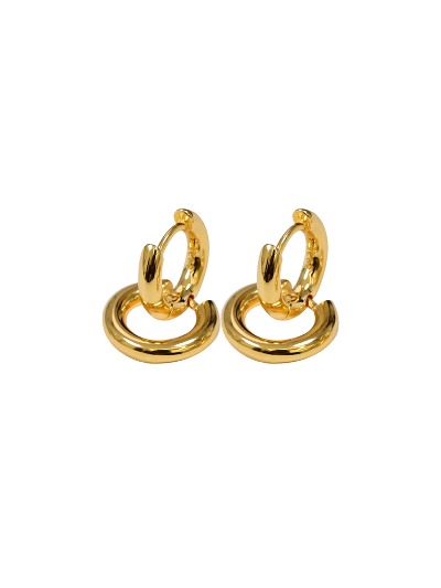 24 Gold Double ring Earring -silver925