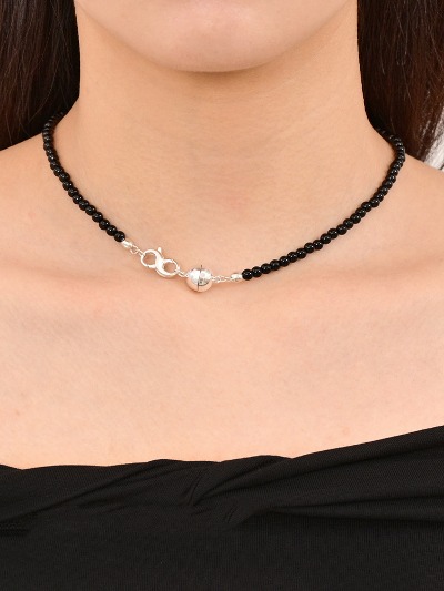 24 Black new ball Necklace-silver925