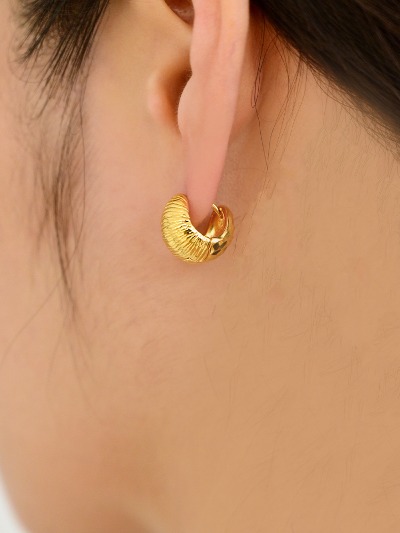 24 Gold two texture bold ring Earring -silver925