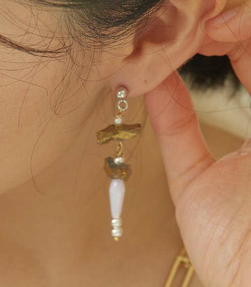 stone galss unbal earring-stone01