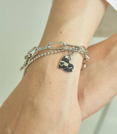 heart chain bracelet-silver