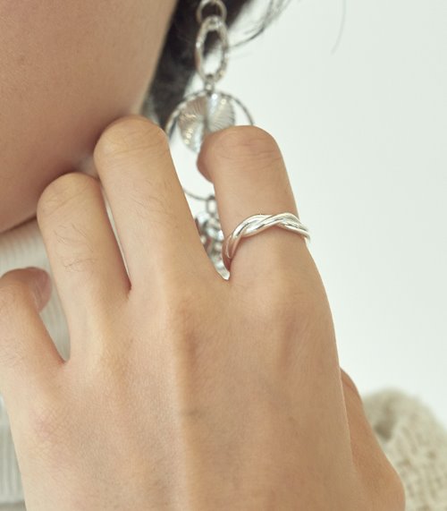 line wave ring-silver