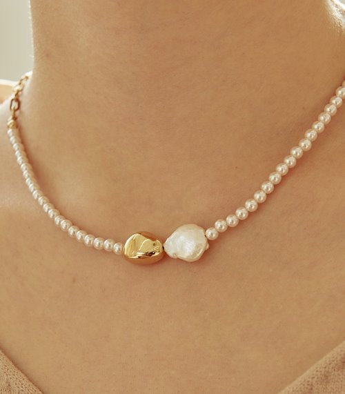 mini pearl chain necklace-pearl