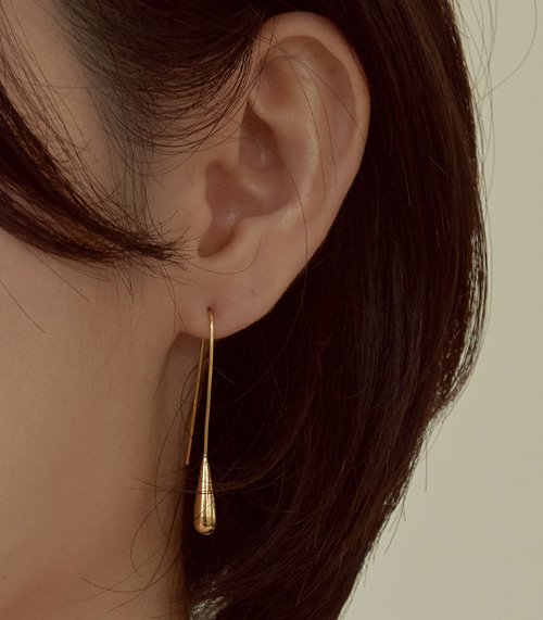 silver925 thin drop earring-gold