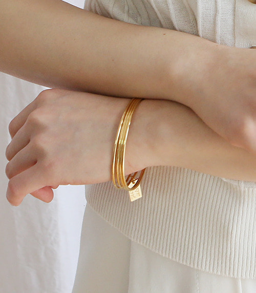 silver925 layer bangle bracelet set -gold