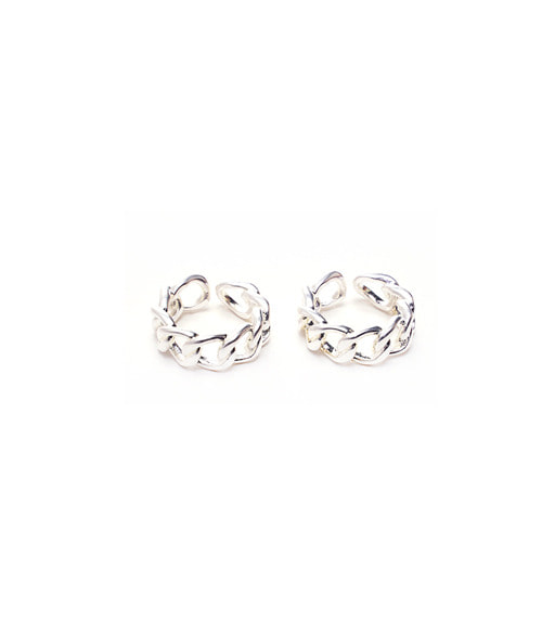 Silver twin chain ring