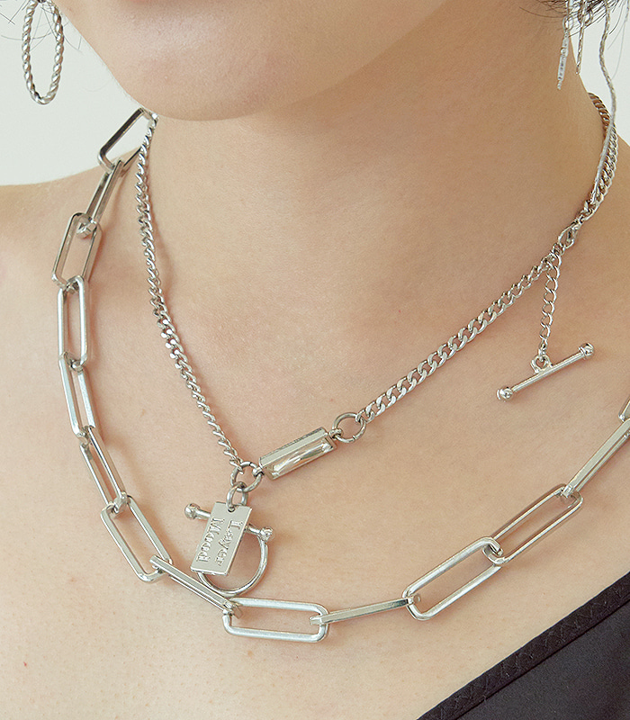 point choker necklace-silver