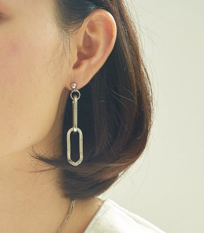 drop chain earring-silver