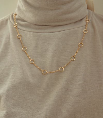 mini circle line necklace-gold