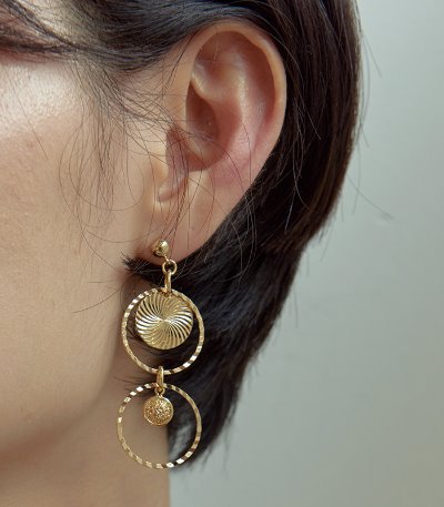 twin circle drop earring-gold