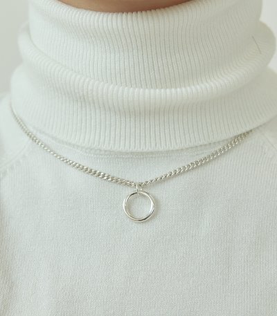 one point ring necklace-silver