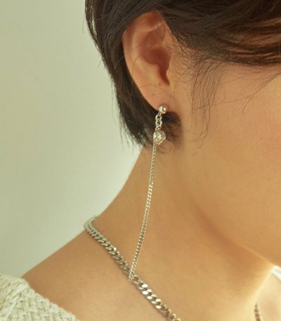 mini ball unbal earring-silver