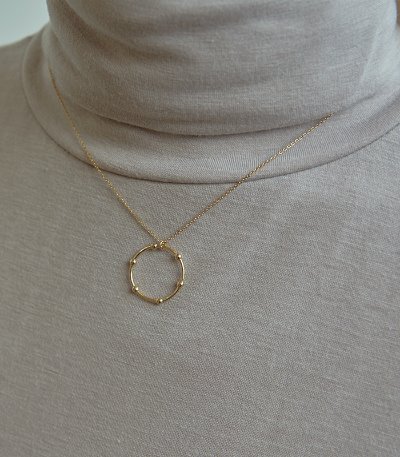 ring dot necklace-gold