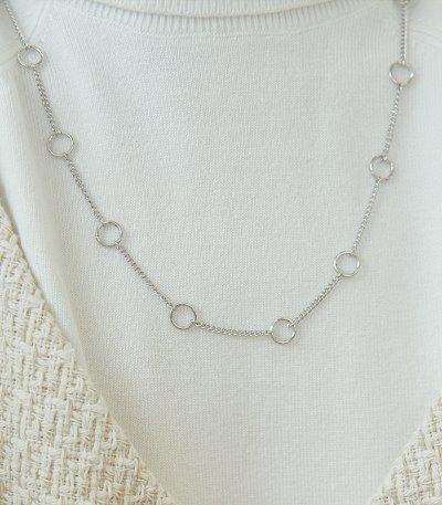 mini circle line necklace-silver