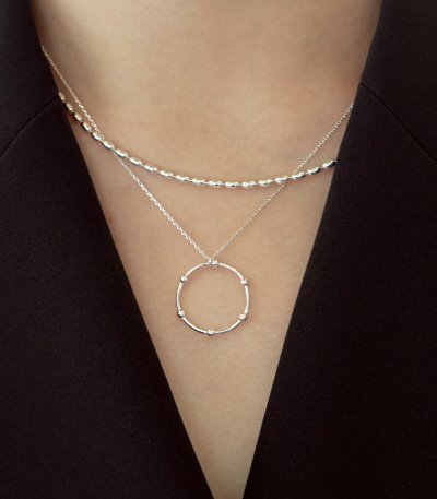ring dot necklace-silver