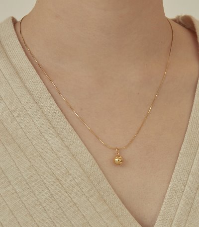 silver925 simple ball necklace-gold