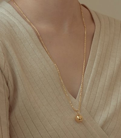 silver925 big ball long necklace-gold