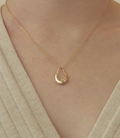 silver925 oval necklace-gold