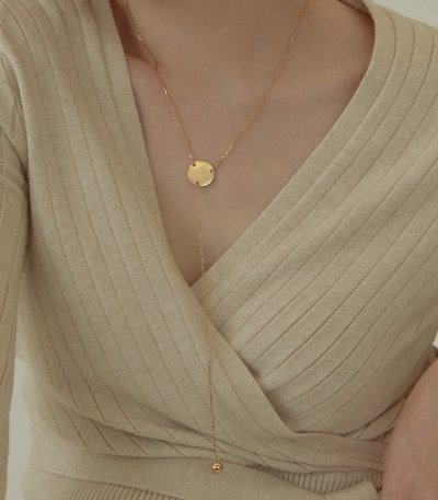 silver925 Y drop necklace-gold