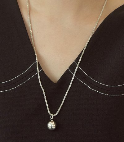 silver925 big ball long necklace-silver