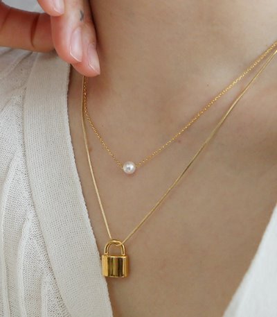 silver925 mini pearl necklace-gold