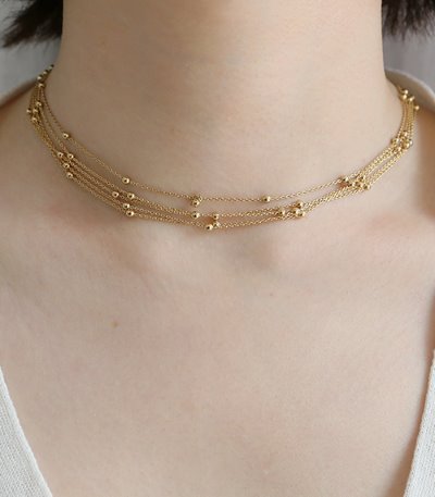 line ball necklace-gold