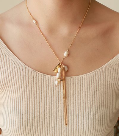 pearl drop pendent necklace-pearl