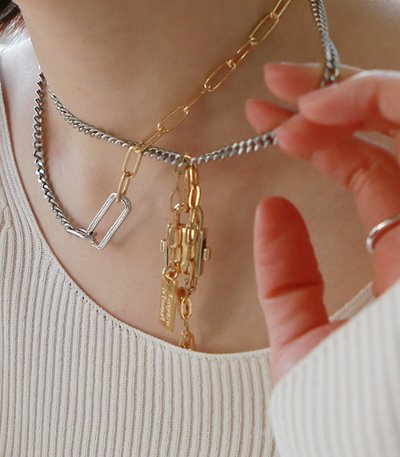 drop padlock pendent necklace-mix