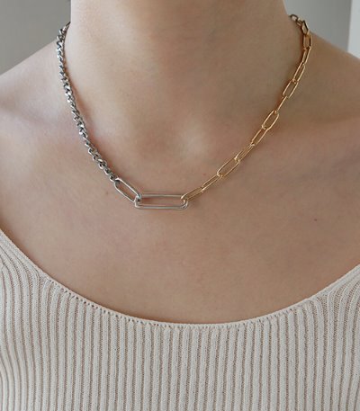 simple mix chain necklace-mix