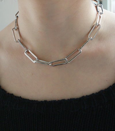 square chain necklace-silver