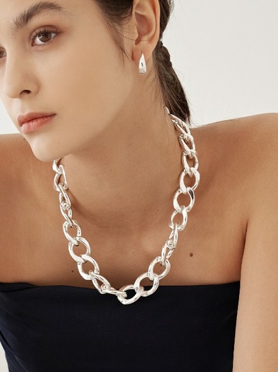 23 Big chain Necklace-silver