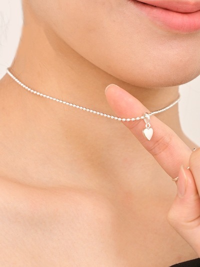 24 Mini white heart Necklace-silver925